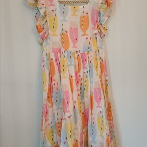 Pink Chicken Milkshake Sundress with matching American Girl doll dress!